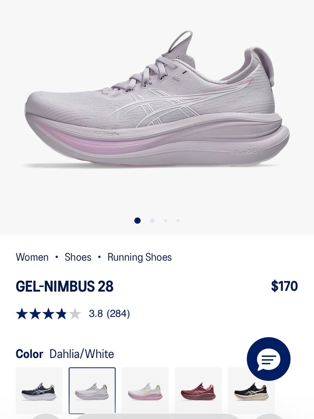 ASICS GEL-NIMBUS 28 Women's Running Shoe — Dahlia / White